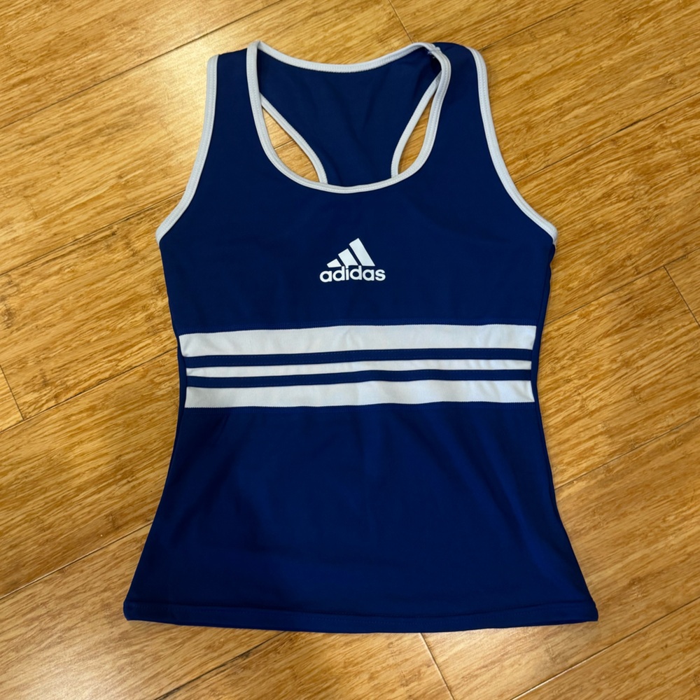 Vintage blue Adidas racer back athletic tank top